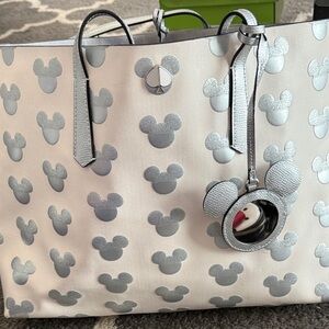 Disney White and Silver Mickey Mouse Tote Rare
